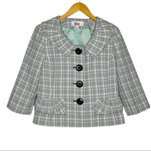 LeSuit Ruffle Tweed Cropped Blazer 3/4‎ Sleeves